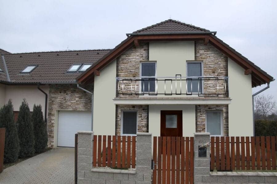 Návrh fasády s kamenným obkladem - varianta 2