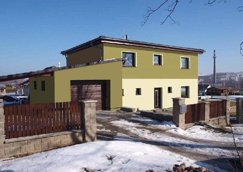 Návrh fasády rodinného domu - varianta 1 - přední pohled