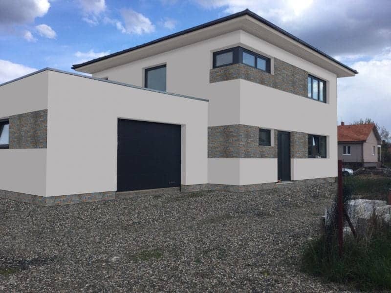 Barevná fasáda rodinného domu - varianta 3 - přední pohled