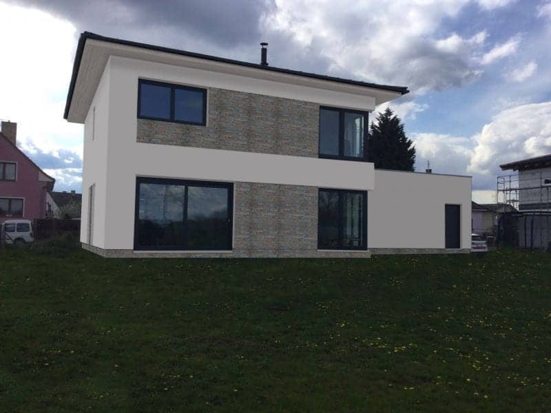 Barevná fasáda rodinného domu - varianta 3 - zadní pohled