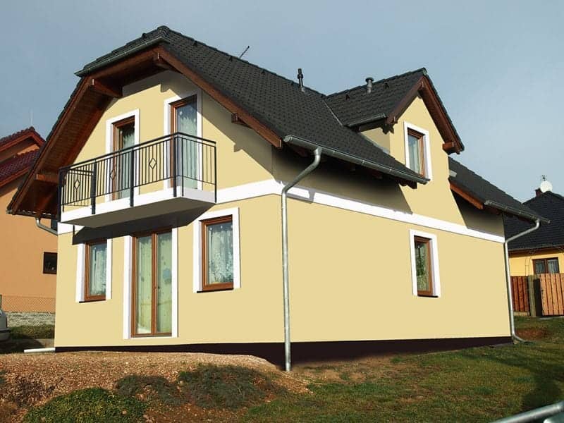 Návrh fasády rodinného domu - varianta 3 - zadní pohled