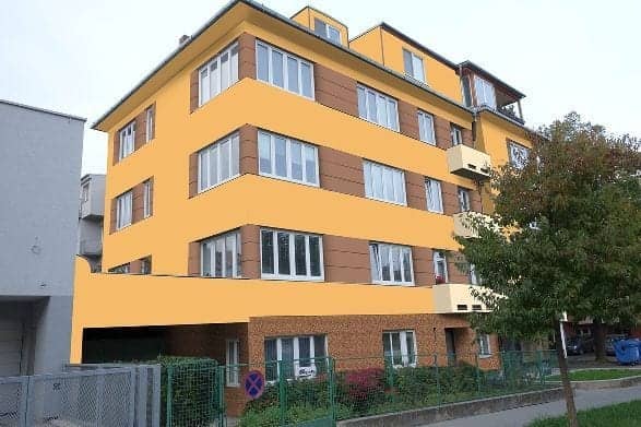 Návrh rekonstrukce fasády - varianta 2 - boční pohled