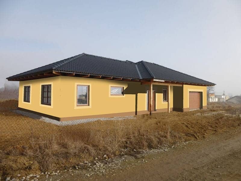 Návrh barevnosti fasády - varianta 1 - boční pohled