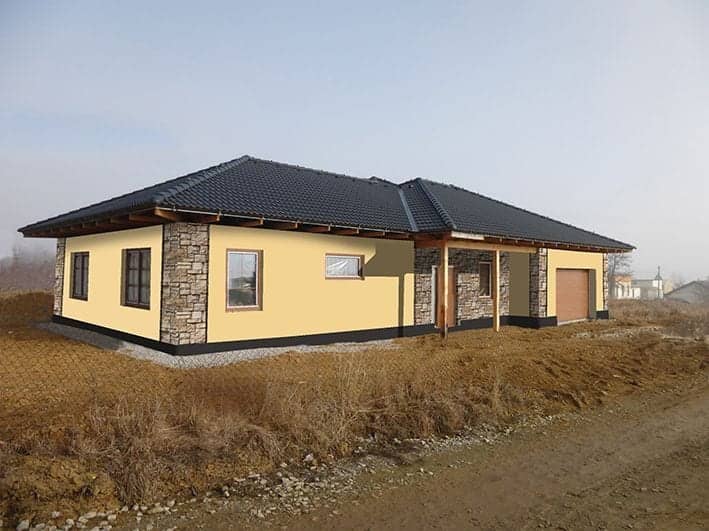 Návrh barevnosti fasády - varianta 3 - boční pohled