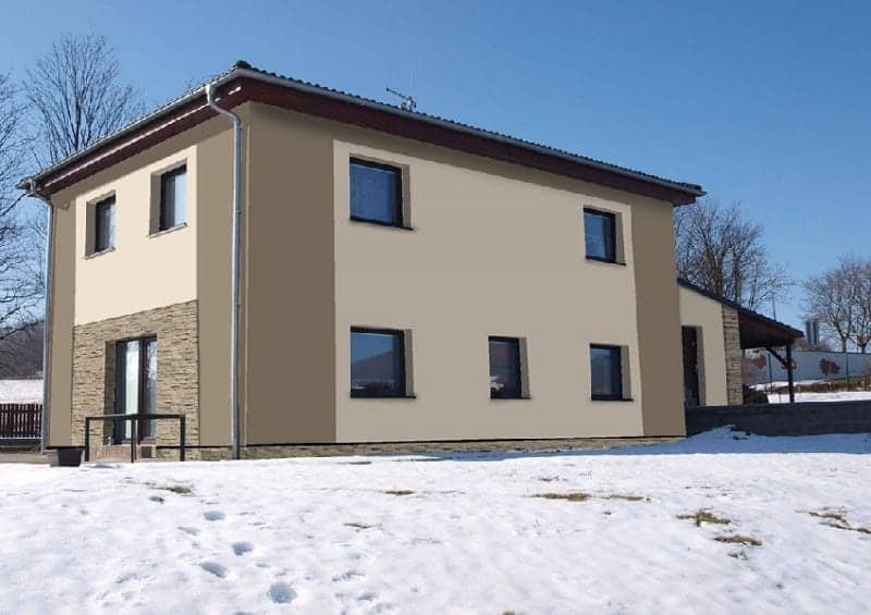 Návrh fasády rodinného domu - varianta 3 - zadní pohled