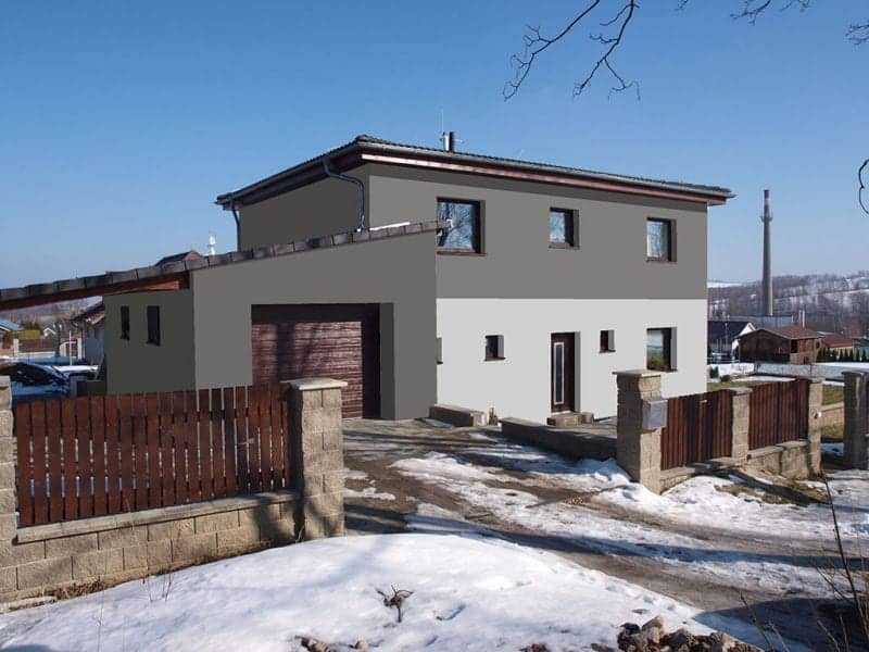 Návrh fasády rodinného domu - varianta 6 - přední pohled