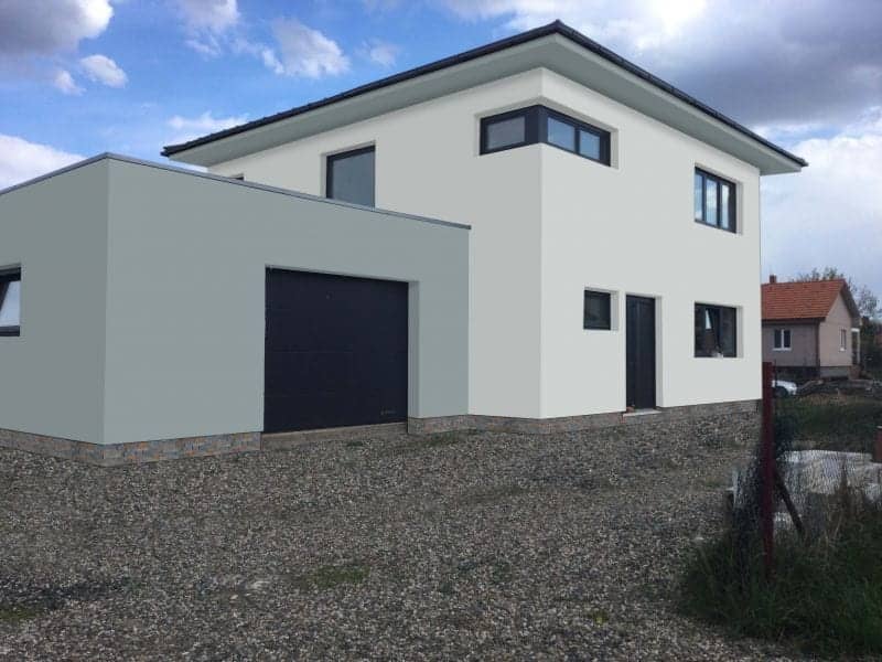 Barevná fasáda rodinného domu - varianta 1 - přední pohled