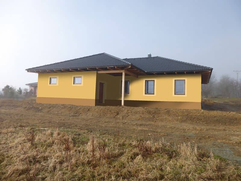 Návrh barevnosti fasády - varianta 1 - zadní pohled