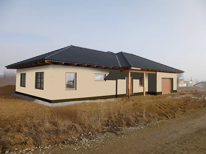 Návrh barevnosti fasády - varianta 2 - boční pohled