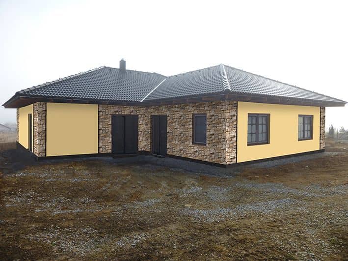 Návrh barevnosti fasády - varianta 3 - přední pohled