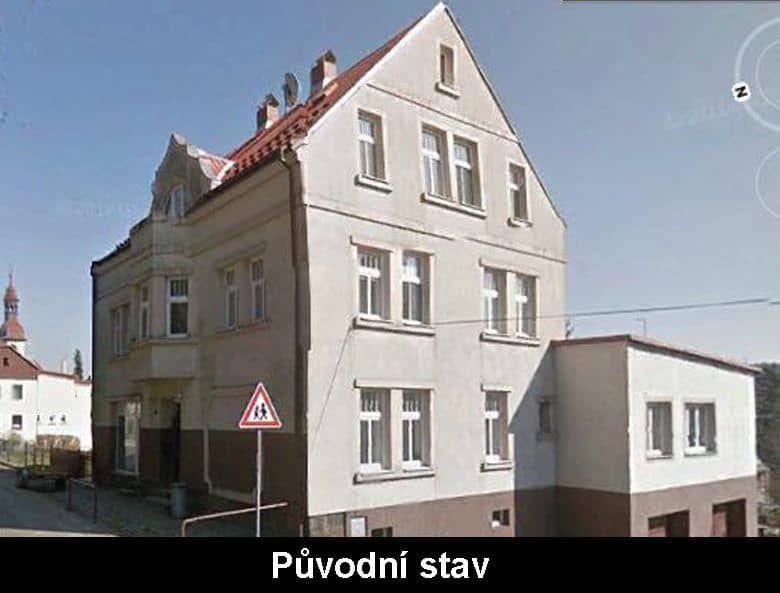 Původní stav fasády - boční pohled