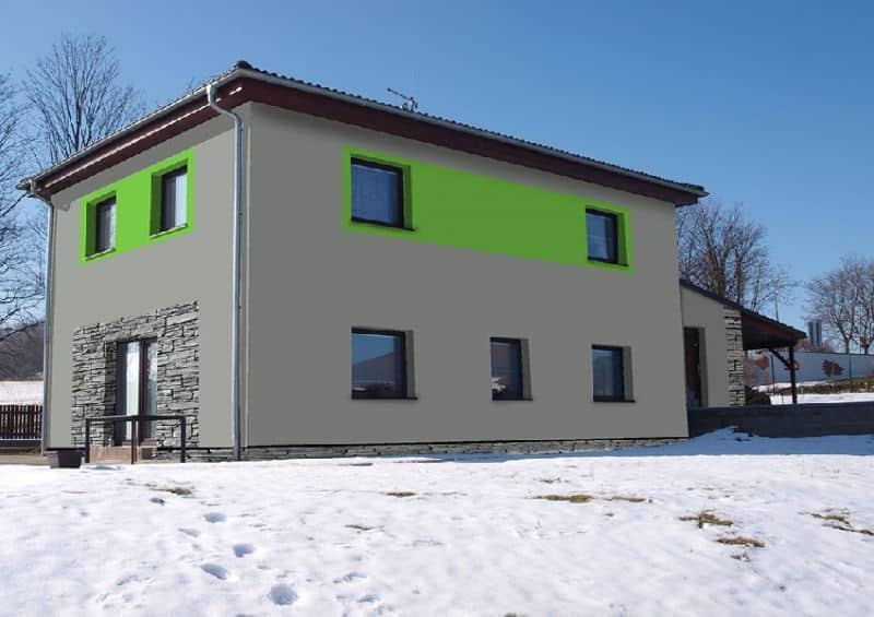 Návrh fasády rodinného domu - varianta 5 - zadní pohled