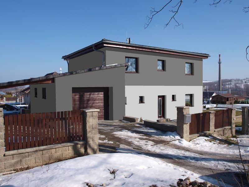 Návrh fasády rodinného domu - varianta 6 - přední pohled