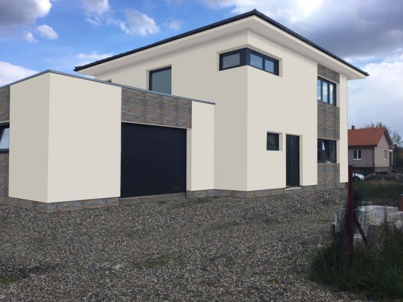 Barevná fasáda rodinného domu - varianta 2 - přední pohled