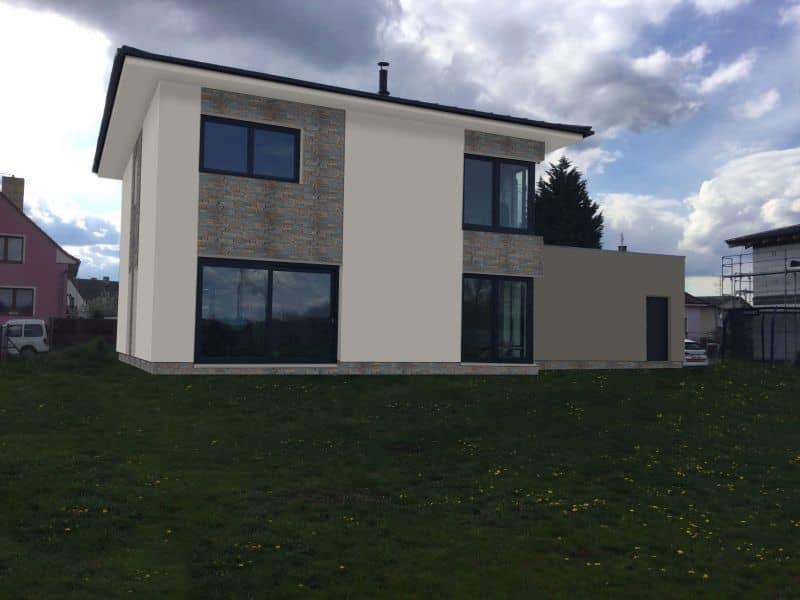 Barevná fasáda rodinného domu - varianta 2 - zadní pohled